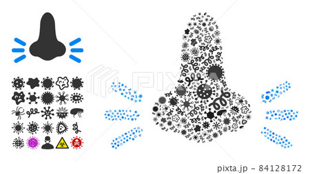 Mosaic Infected Nose Icon of Infection Microbes Mosaic Infected Nose Icon of Infection Microbes 84128172