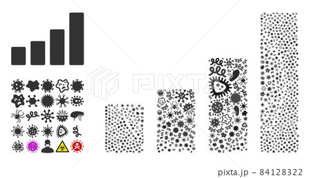 Mosaic Bar Chart Icon of Flu Microbes 84128322