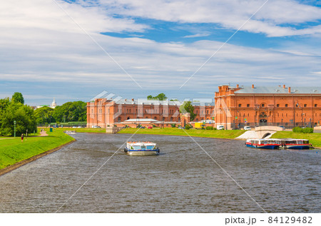 Tourist boat on Kronverksky Strait channel and The Military Historical Museum of Artillery 84129482