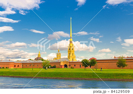 The Peter and Paul Fortress, Saints Peter and Paul Cathedral Orthodox church gold spire The Peter and Paul Fortress, Saints Peter and Paul Cathedral Orthodox church gold spire 84129509
