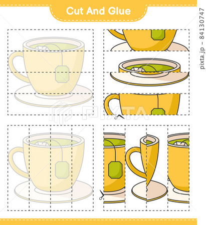Cut And Glue, Cut Parts Of Tea Cup And Glue... - Stock Illustration  [84130747] - Pixta