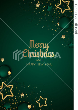 Merry Christmas Party invitation. Happy New Year card Decoration. Winter background. Seasonal holidays. 84130921