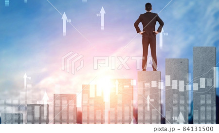 Business growth potential concept with virtual graphic of financial success Business growth potential concept with virtual graphic of financial success 84131500