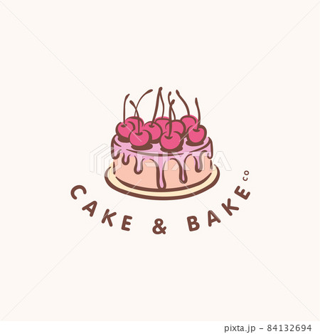 Cake bakery concept logo with cherry 84132694