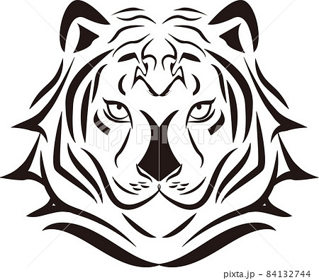 虎のかっこいいカリグラフィー タトゥーマークのイラスト素材