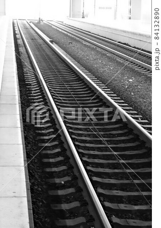 Grey Railway tracks as a close up 84132890