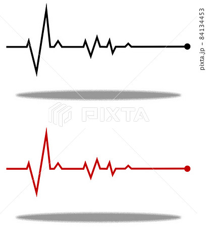 反応の無くなった心電図の波形イラストのイラスト素材