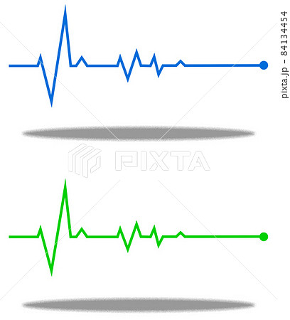 反応の無くなった心電図の波形イラストのイラスト素材