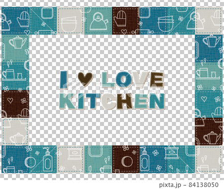 Patterned quilt patchwork style of kitchen utensils material 84138050