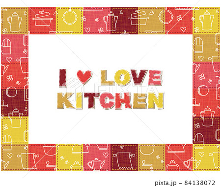 キッチン用品素材のパターン柄のキルト パッチワーク風 フレーム 84138072
