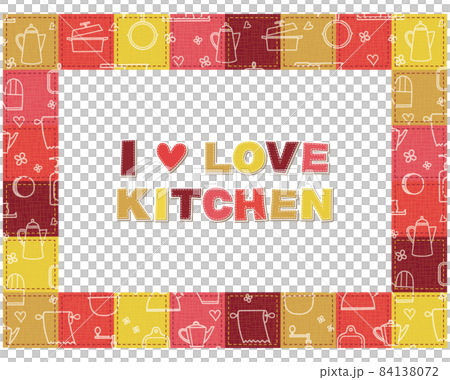 キッチン用品素材のパターン柄のキルト パッチワーク風 フレーム 84138072
