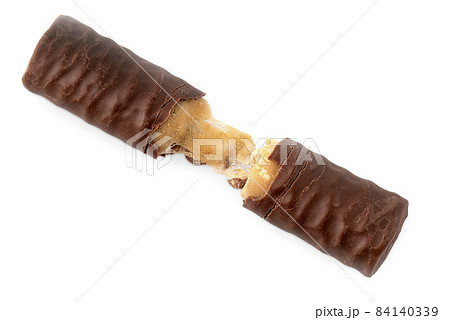 Close up of chocolate bar isolated on white background 84140339