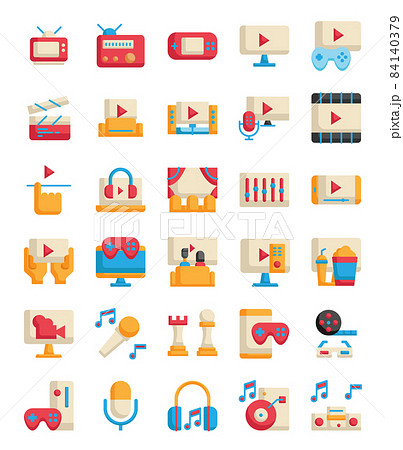 set of entertainment flat icon set of entertainment flat icon 84140379