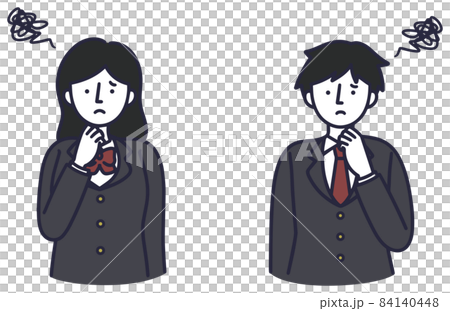 擔心的消極學生男女簡單插圖集 84140448