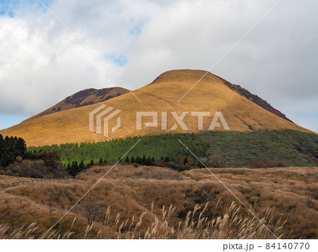 熊本県・晩秋の阿蘇草千里 84140770