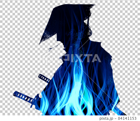 歌舞伎演員扮演江戶武士，頭戴燃燒的心焰，頭戴針織帽 84141153