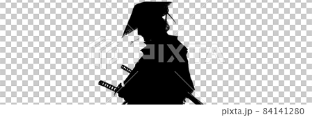 小枝を口に咥えて流離う編笠を被った江戸サムライ役の歌舞伎役者  小枝を口に咥えて流離う編笠を被った江戸サムライ役の歌舞伎役者  84141280