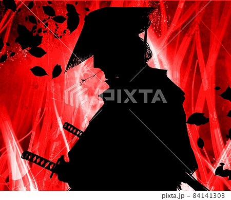 メラメラ燃える心の炎と編笠を被った江戸サムライ役の歌舞伎役者 と怪しく輝く満月背景 メラメラ燃える心の炎と編笠を被った江戸サムライ役の歌舞伎役者 と怪しく輝く満月背景 84141303