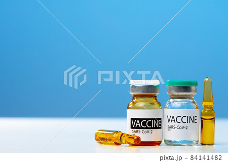 Close up photo of Vaccine Sars-cov-2 vial 84141482