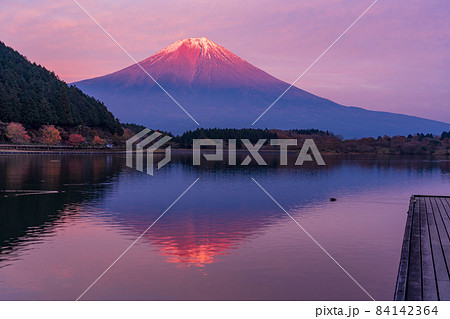 (静岡県)田貫湖から望む富士山 秋 夕景 (静岡県)田貫湖から望む富士山 秋 夕景 84142364