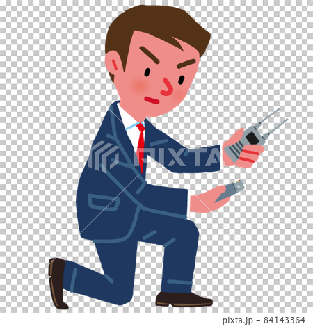 A man looking for eavesdropping radio waves with a detector A man looking for eavesdropping radio waves with a detector 84143364