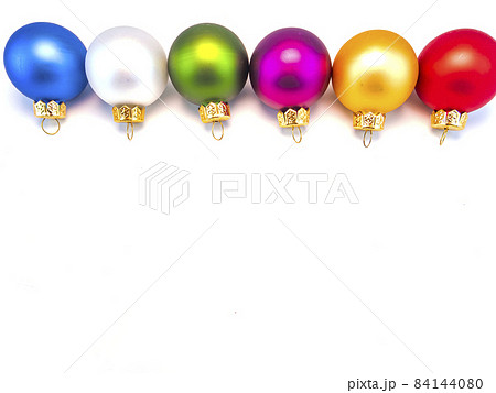 Christmas toys on a white background with free space for writing text. Christmas toys on a white background with free space for writing text. 84144080