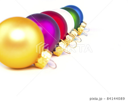Christmas toys on a white background with place for text. 84144089