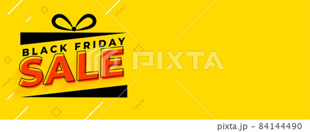 black friday sale yellow wide banner with memphis elements 84144490
