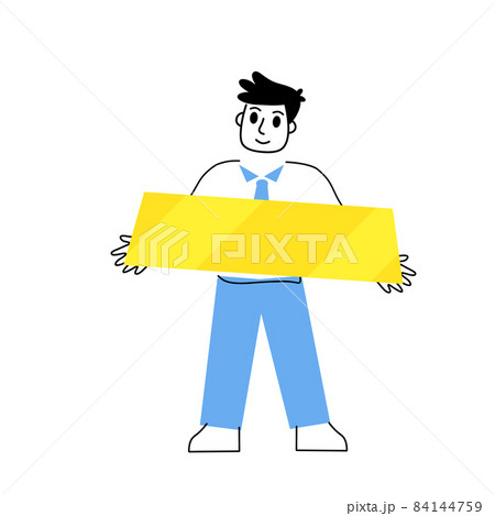 Investing in gold. Businessman with large bullion. Investing in gold. Businessman with large bullion. 84144759