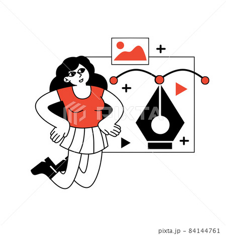 Female character web designer. 84144761