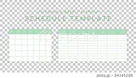 Simple schedule template set calendar weekly notebook diary plan diary 84145289