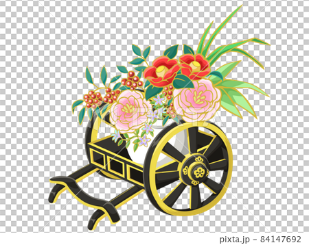 ★お値下げしました！★❤海外のお友達に！❤ ✨大きめお正月御所車アレンジ✨ 御所車 / お正月素材 アイコン/ベクター画像のイラスト素材 [84147692