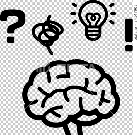 脳とクエスチョンマークや電球のアイコン 脳とクエスチョンマークや電球のアイコン 84147903