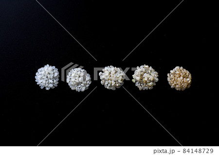 左から白米、7分、5分、3分、玄米の比較 84148729