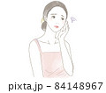 片手で頬を触りながら肌トラブルに悩む女性 84148967