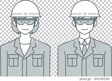Male and female on-site directors wearing protective glasses with a smile 84149198