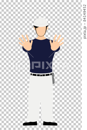 木匠男姿勢，“不！”“禁止！”雙手向前伸出 84149452