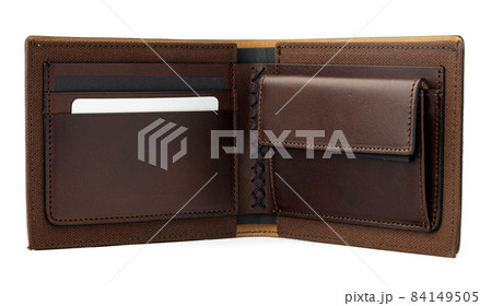 Brown shiny wallet isolated on white background 84149505