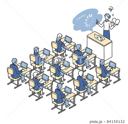 Ict教育の高校生 読み込みに時間のかかるトラブルのイラスト素材