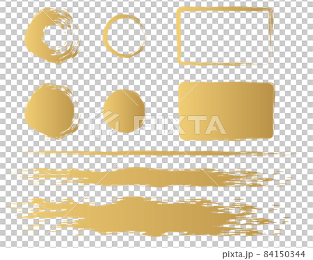 Gold Japanese image circle, square, line material set 84150344