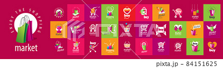 A set of vector Market logos on different colored backgrounds 84151625