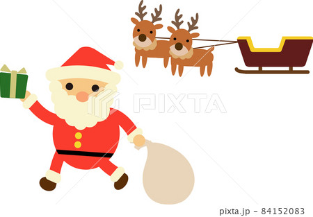 そりから降りてプレゼンㇳを配るサンタクロース 84152083
