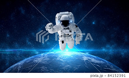 Astronaut spaceman do spacewalk while working for spaceflight mission 84152391