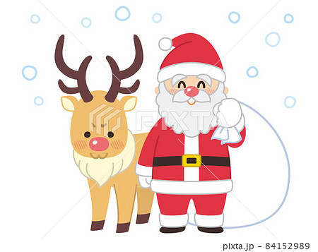 サンタクロースと赤鼻のトナカイ　クリスマス 84152989