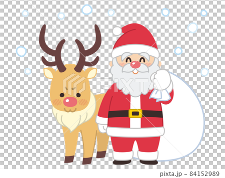 サンタクロースと赤鼻のトナカイ　クリスマス 84152989