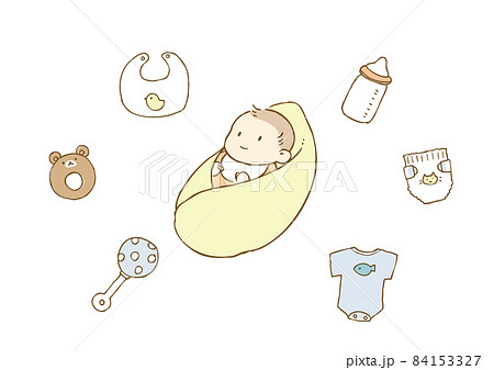 Baby and baby products set - Stock Illustration [84153327] - PIXTA