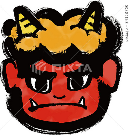 【赤鬼】の手描き筆描き和風イラスト 84153750