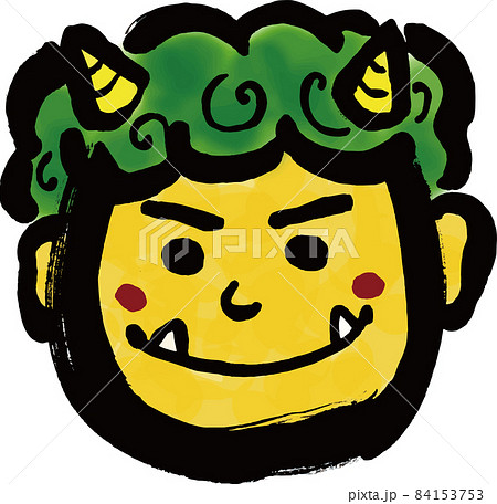 【黃色い顔の鬼】の手描き筆描き和風イラスト 84153753