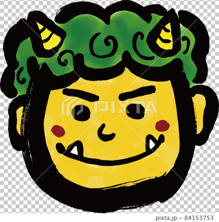 【黃色い顔の鬼】の手描き筆描き和風イラスト 84153753