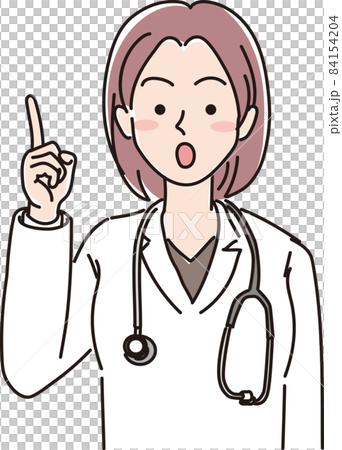 Female doctor_color_raise your index finger 84154204